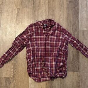 Nautica Men's Burgundy Plaid Button Down Shirt